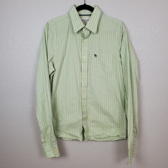 Vintage Abercrombie Fitch Mens Shirt Large Muscle Button Front Striped Long Slv - Picture 1 of 10